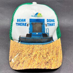Glass Barn Indiana Soybean Corn Snapback Hat Cap White Trucker Mesh Farming Mens